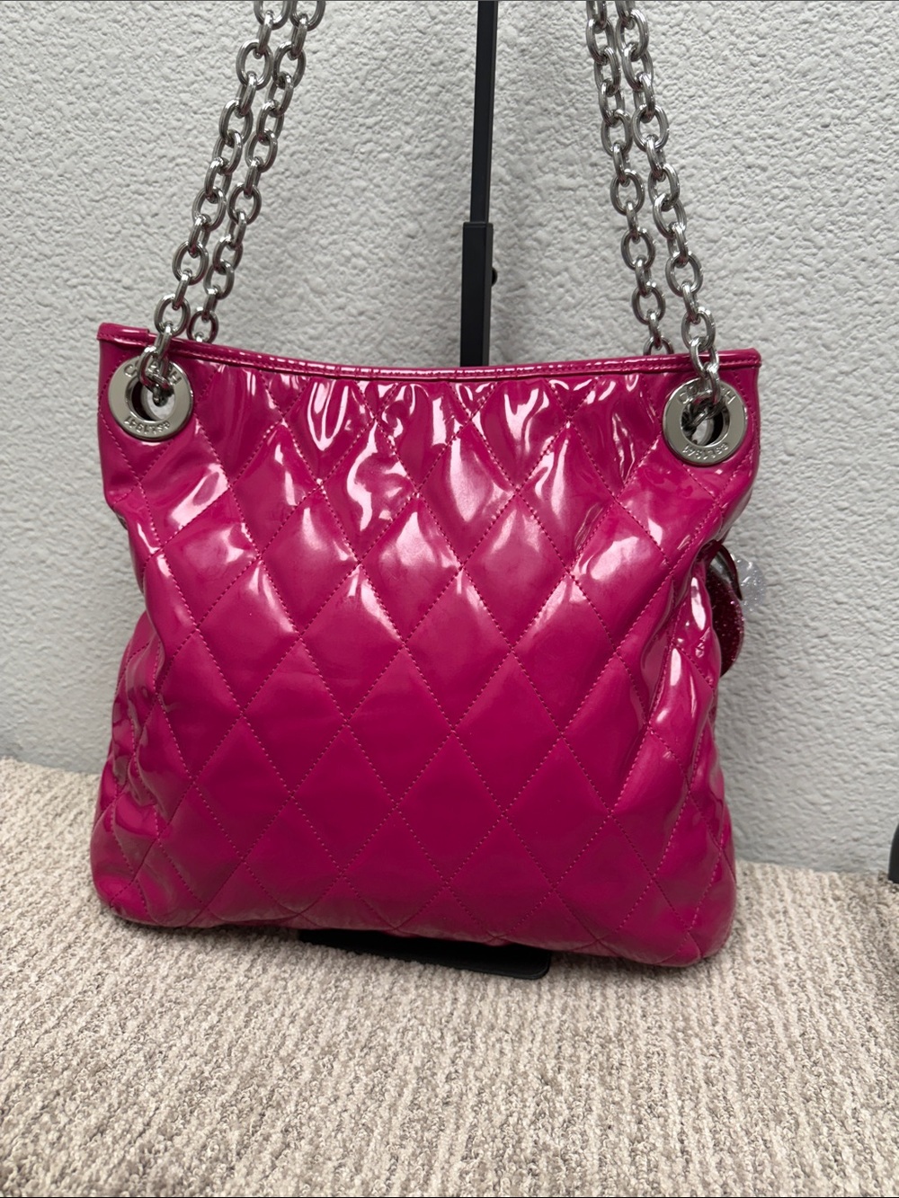 Coach Poppy Quilted Patent Shoulder Bag in Hot Pink - Picture 8 of 14